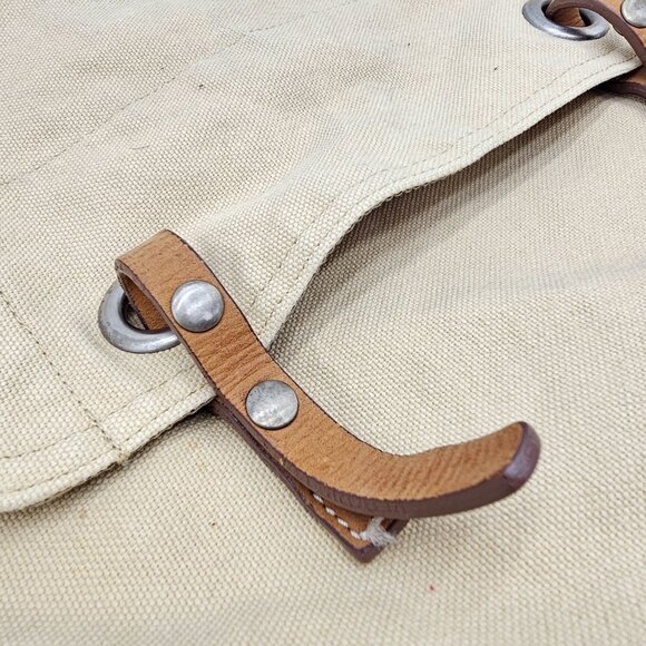 Y2K Old Navy Unisex Canvas Messenger Bag /w button closure One Size Cream/Beige - Picture 5 of 16